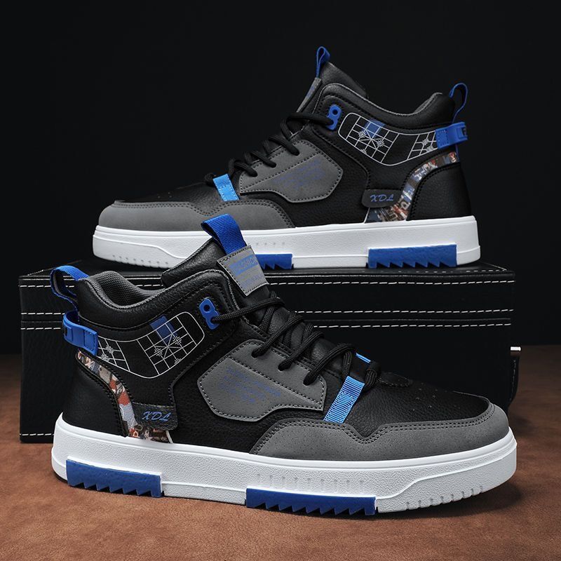 High-top Shoes Men's Flat Sneakers Trendy Versatile Student Casual Shoes Pumps